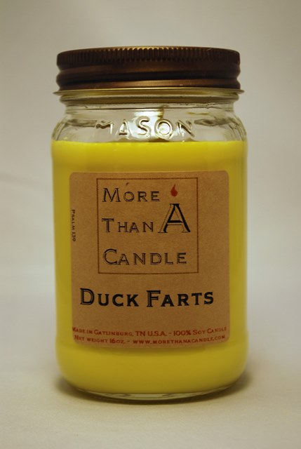 Picture of More Than A Candle DKF16M 16 oz Mason Jar Soy Candle, Duck Farts