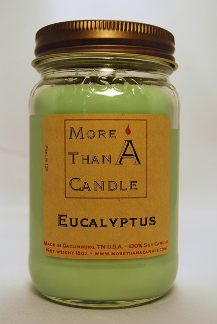16 oz Mason Jar Soy Candle, Eucalyptus
