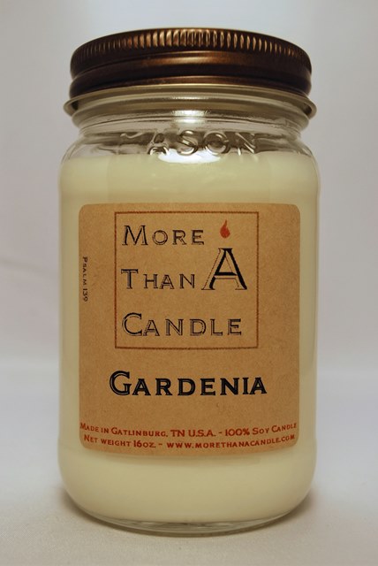 16 oz Mason Jar Soy Candle, Gardenia