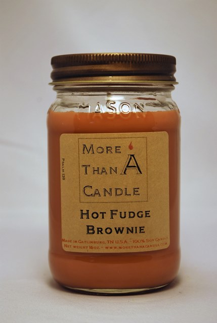 16 oz Mason Jar Soy Candle, Hot Fudge Brownie