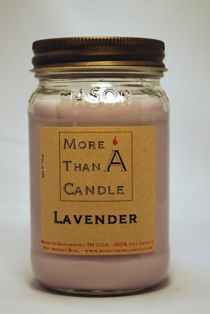 16 oz Mason Jar Soy Candle, Lavender