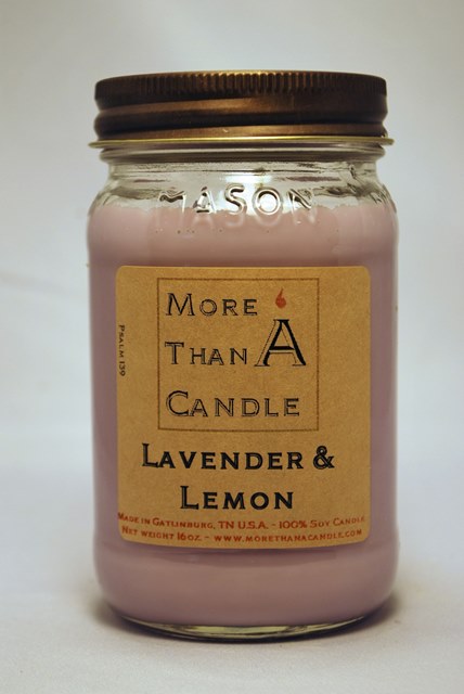 Picture of More Than A Candle LDL16M 16 oz Mason Jar Soy Candle, Lavender Lemon