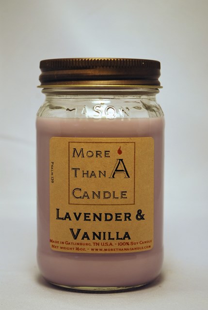 16 oz Mason Jar Soy Candle, Lavender Vanilla