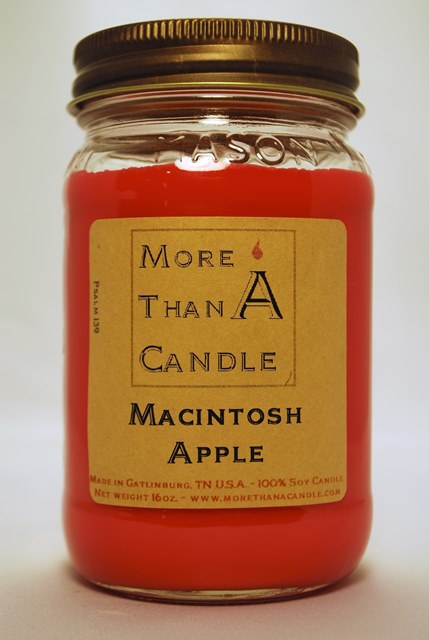 16 oz Mason Jar Soy Candle, Macintosh Apple