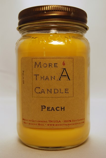 16 oz Mason Jar Soy Candle, Peach