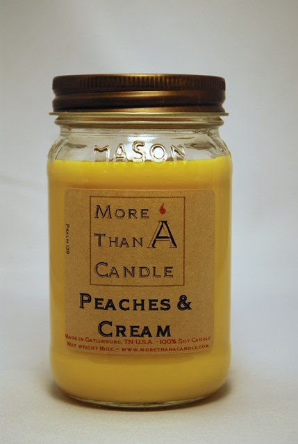 16 oz Mason Jar Soy Candle, Peaches & Cream