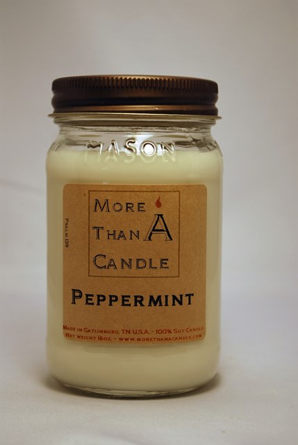 16 oz Mason Jar Soy Candle, Peppermint