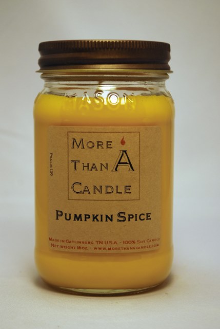 16 oz Mason Jar Soy Candle, Pumpkin Spice