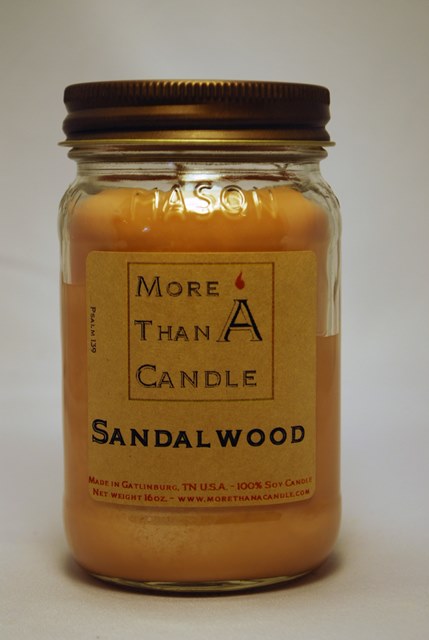 Picture of More Than A Candle SDW16M 16 oz Mason Jar Soy Candle, Sandalwood