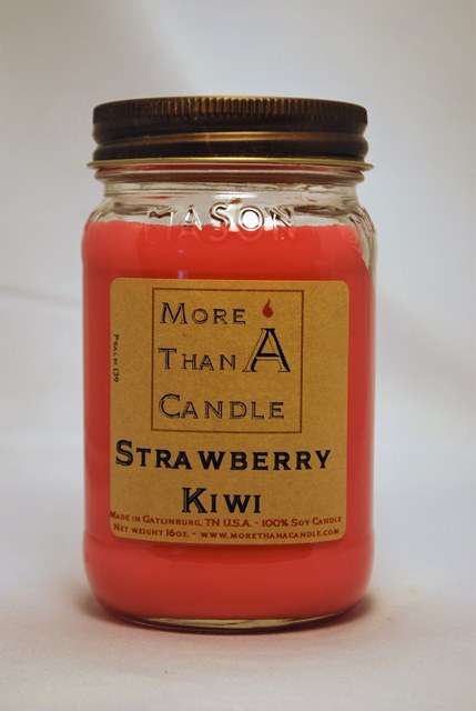 16 oz Mason Jar Soy Candle, Strawberry Kiwi
