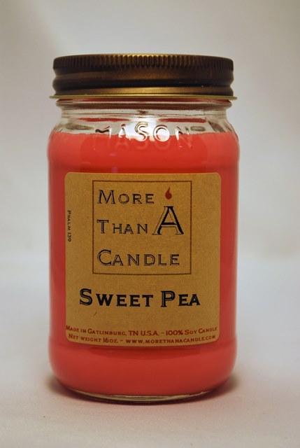 16 oz Mason Jar Soy Candle, Sweet Pea