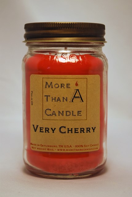 16 oz Mason Jar Soy Candle, Very Cherry