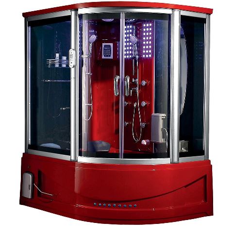 308 Siena Steam Shower Massage Bathtub, Left - Red