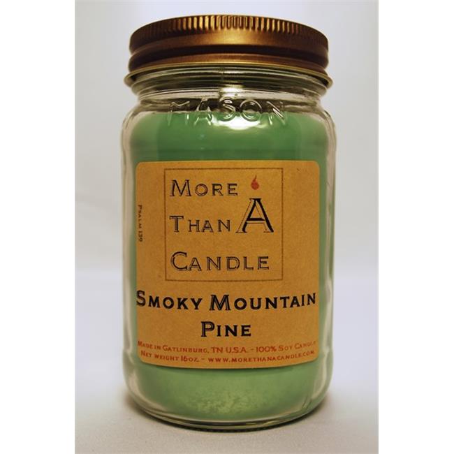 More Than A Candle SMP16M 16 oz Mason Jar Soy Candle  Smoky Mountain Pine