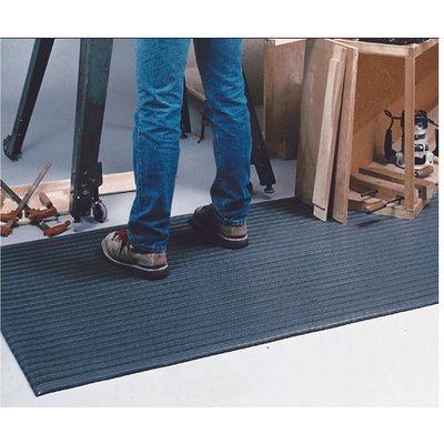 Antifatigue Mat, 5 ft. L x 3 ft. W, 3/8" Thickness, Closed Cell PVC Foam, Corrugated, Black