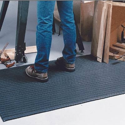 Airug Anti-Fatigue Floor Mat - Black - 60 x 3 ft. - Ribbed Design