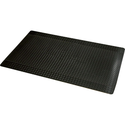 Antifatigue Mat, 5 ft. L x 3 ft. W, 3/4" Thickness, Vinyl, Diamond Plate, Black