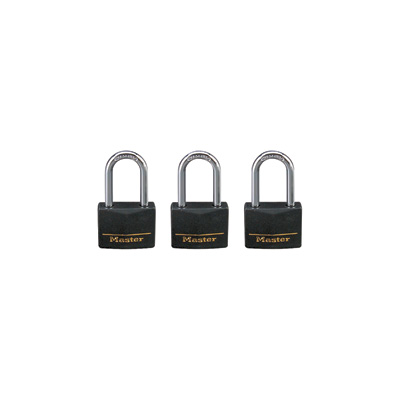 Picture of Master Lock 178672 3 Pack of Keyed-Alike Vinyl-Covered Brass Padlocks - Model No. 141TRILF