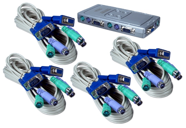 PS-2 4Port KVM Premium Compact Autoswitch with Combo Cable