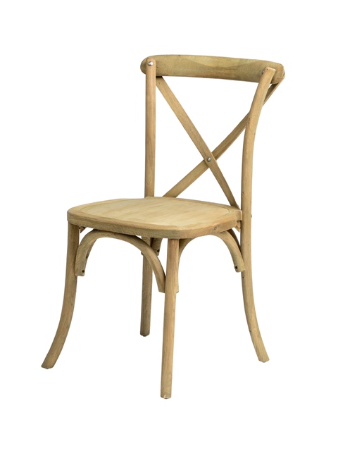 W-700-X02-TR Rustic Sonoma Solid Wood Cross Back Stackable Dining Chair - Tinted Raw