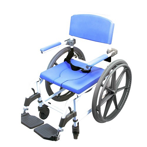Picture of Healthline 791154430026 Aluminum Shower Commode Chair&#44; 18 in. Seat with 24 in. Wheels