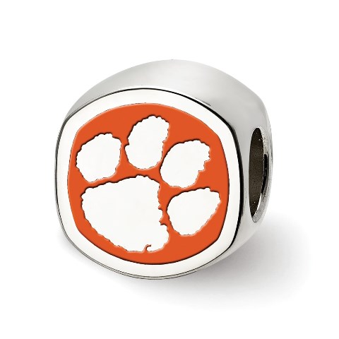 Picture of LogoArt SS501CU Sterling Silver Clemson University Cushion Shaped Logo Bead Charm