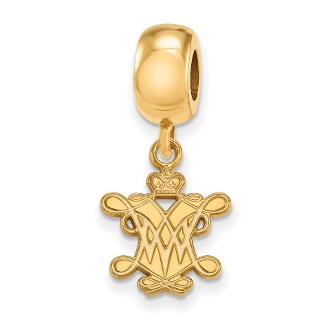 GP005WMA Sterling Silver with Gold Plated William & Mary Small Dangle Bead Charm -  LogoArt