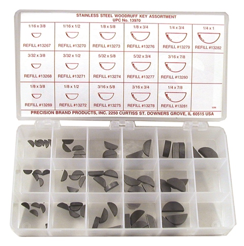 13970 Stainless Steel Woodruff Key Assortment - 66 Pieces