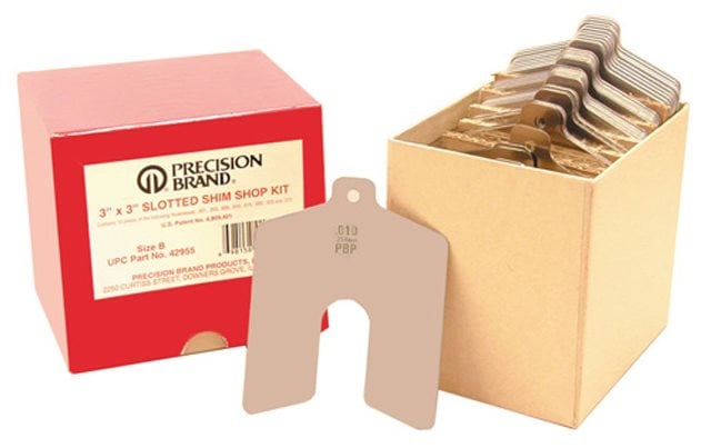 Stainless Steel Slotted Shim Shop Kit - Size C - 4 x 4 in., 80 Per Pack