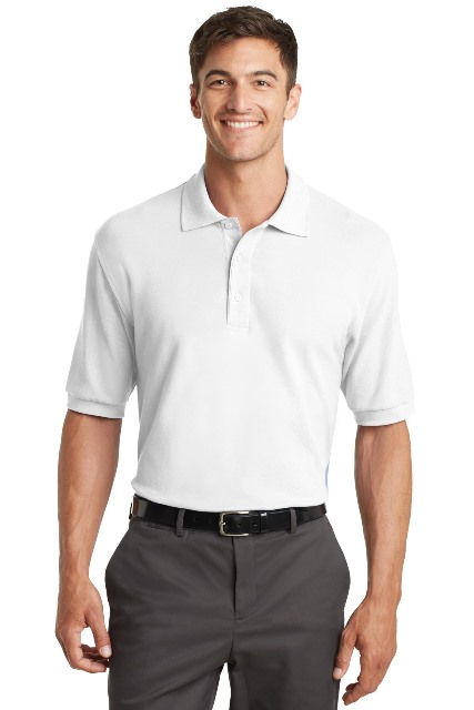K448 Mens 100 Percent Pima Cotton Polo T-Shirt, White - Large
