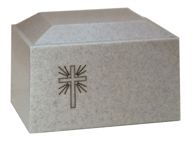 Cultured Granite Cremation Aztec Adult Urn, Light Gray