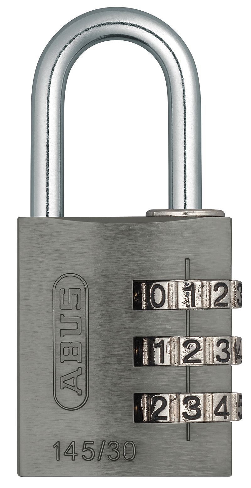 Picture of ABUS 145 by 30 C Aluminum Black 3-Dial Resettable Combination Padlock