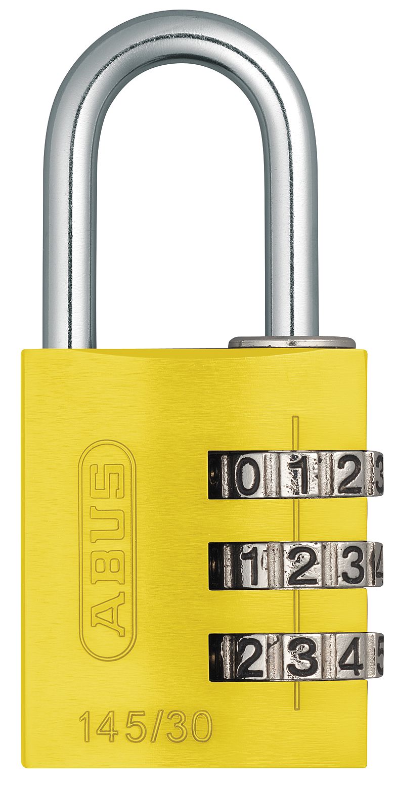 Picture of ABUS 145 by 30 C Aluminum Yellow 3-Dial Resettable Combination Padlock