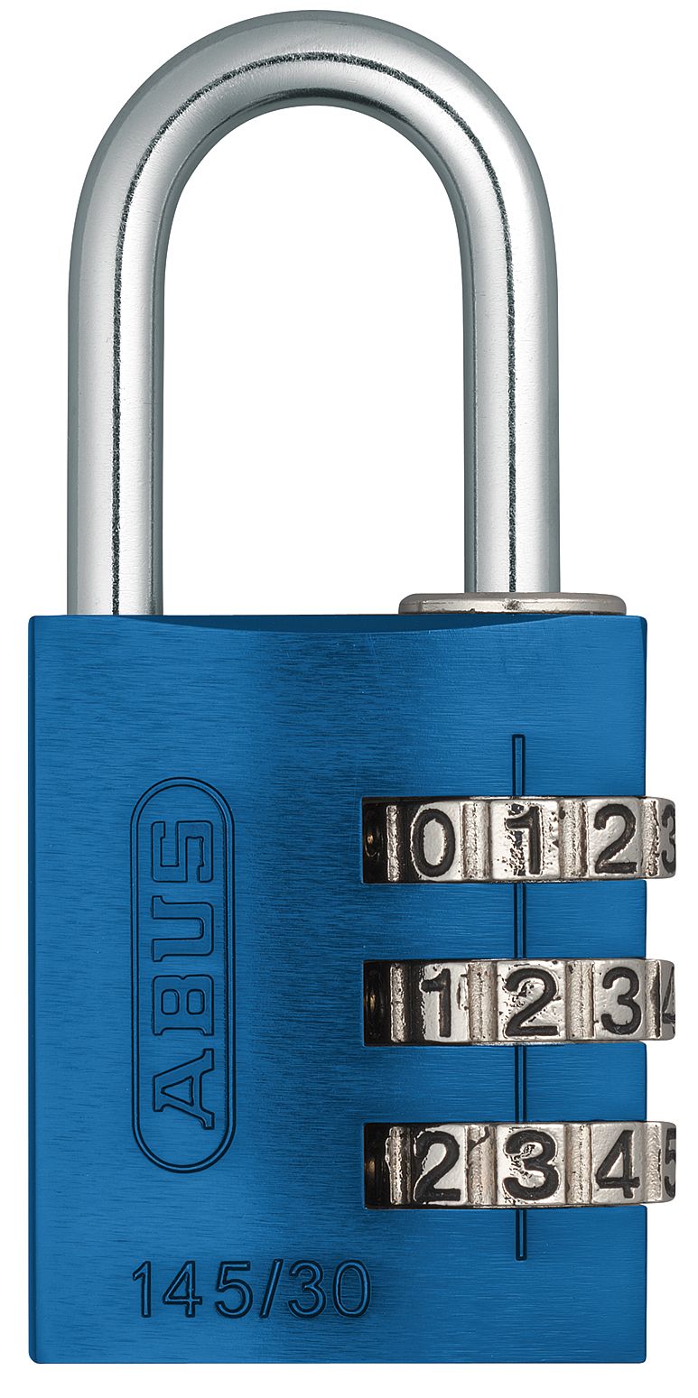 Picture of ABUS 145 by 30 C Aluminum Blue 3-Dial Resettable Combination Padlock