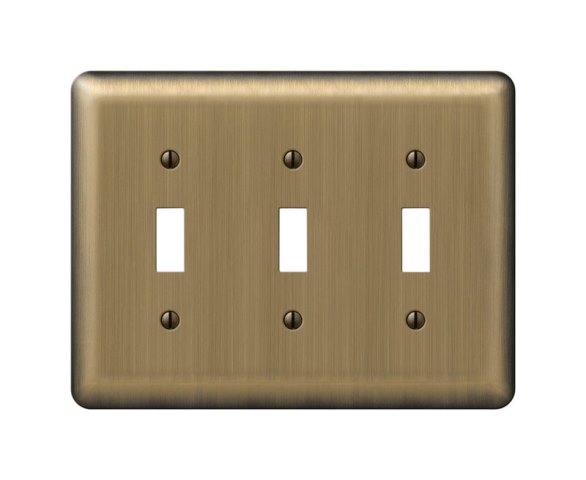 Picture of Amerelle 154TTT 3 Toggle Wall Plate  Brushed Brass