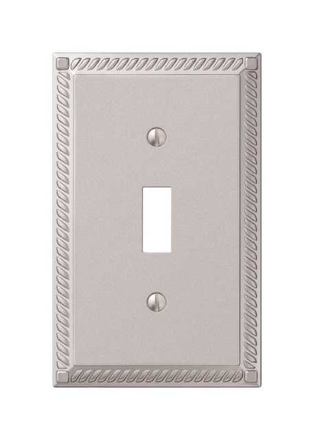 Picture of Amerelle 54TN 1 Toggle Wall Plate Cast Metal Georgian 1 Gang Satin Nickel Carded