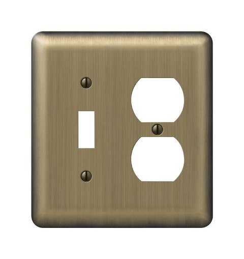 Picture of Amerelle 154TD 1 Toggle 1 Duplex Wall Plate  Brushed Brass