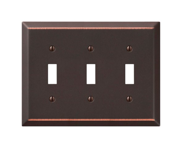 Picture of Amerelle 163TTTDB 3 Toggle Wall Plate  Aged Bronze