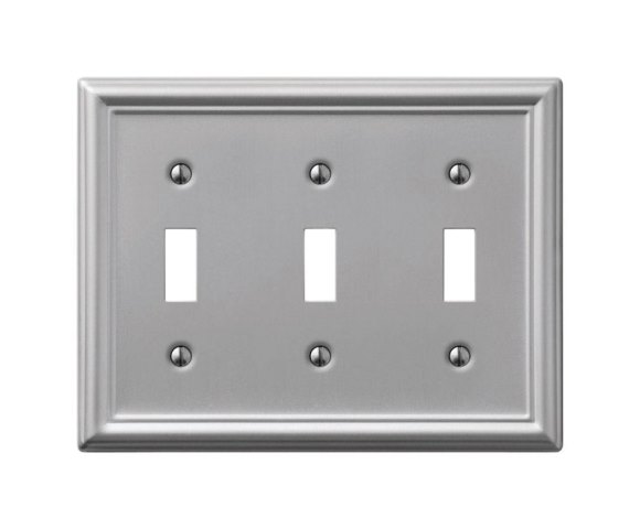 Picture of Amerelle 149TTTBN Chelsea Steel 3 Toggle Wall Plate  Brushed Nickel