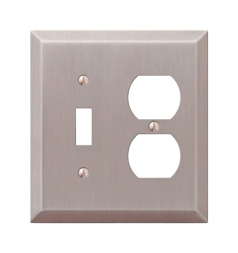 Picture of Amerelle 163TDBN 1 Toggle 1 Duplex Wall Plate  Brushed Nickel