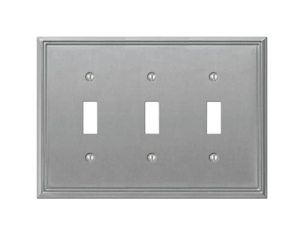 Picture of Amerelle 77TTTBN Metro Line 3 Gang Toggle Wall Plate  Brushed Nickel