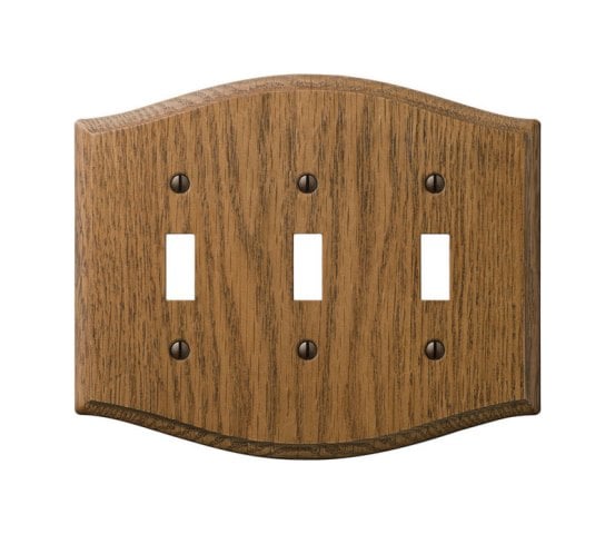 Picture of Amerelle 701TTT Country Wood 3 Toggle Wall Plate  Oak