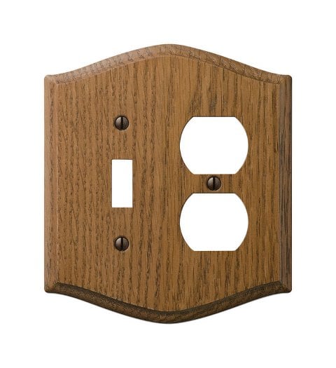 Picture of Amerelle 701TD Country Wood 1 Toggle 1 Duplex Wall Plate  Oak