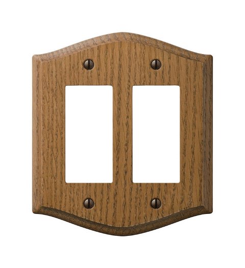 Picture of Amerelle 701RR Country Wood 2 Rocker-GFCI Wall Plate  Oak