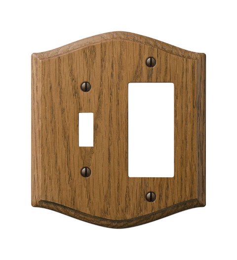 Picture of Amerelle 701TR Country Wood 1 Toggle 1 Rocker-GFCI Wall Plate  Oak