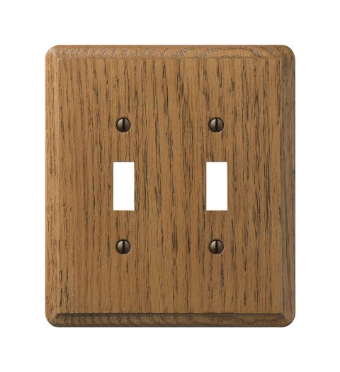 Picture of Amerelle 901TT Contemporary Wood 2 Toggle Wall Plate  Medium Oak