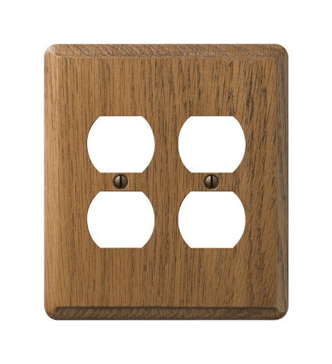 Picture of Amerelle 901DD Contemporary Wood 2 Duplex Wall Plate  Medium Oak