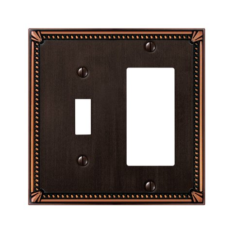 Picture of Amerelle 74TRDB Imperial Bead 1 Toggle 1 Rocker Wall Plate  Aged Bronze