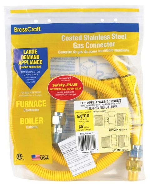 Picture of Brasscraft CSSC44R-60P Safety Plus Gas Connector  0.50 in. id x 0.50 in. FIP x 0.50 in. x MIP 60 in.