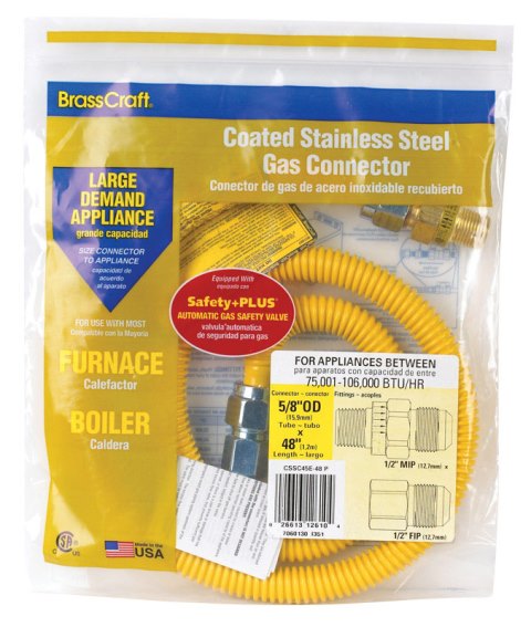 Picture of Brasscraft CSSC45R-48P Safety Plus Gas Connector  0.50 in. id x 0.50 in. FIP x 0.50 in. x FIP 24 in.